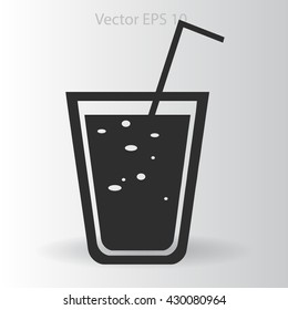 Flat a glass of juice icon.