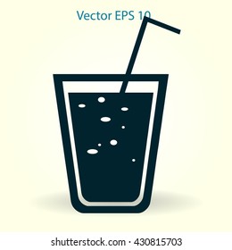 Flat a glass of juice icon.