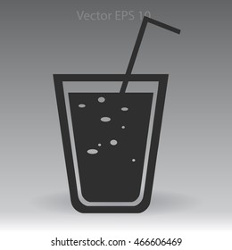 Flat a glass of juice icon.