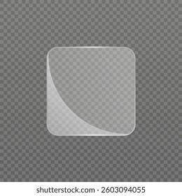 Flat glass plate, clear banners, realistic screen glass, window mockup, clear glass showcase.