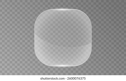 Flat glass plate realistic window mockup light effect for painting or mirror. transparent glass showcase shiny glossy plastic frame with glitter and light 3d texture panel or transparent window.
