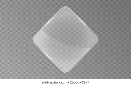 Flat glass plate realistic window mockup light effect for painting or mirror. transparent glass showcase shiny glossy plastic frame with glitter and light 3d texture panel or transparent window.