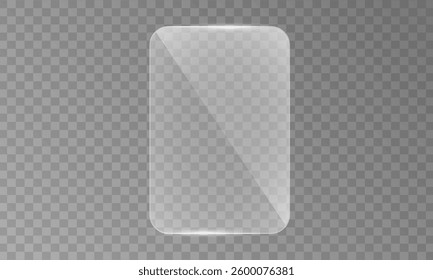 Flat glass plate realistic window mockup light effect for painting or mirror. transparent glass showcase shiny glossy plastic frame with glitter and light 3d texture panel or transparent window.
