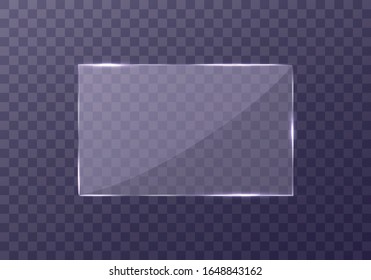 Flachglasplatten Set. Windows-Banner auf transparentem Hintergrund.  Reflektion 3D Platte, klare Spiegel, Fenster. Glitzer Rechteck-Anzeige Glassglas Rahmen. Vektorillustration