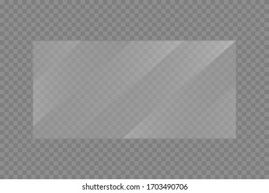 Flat glass plates set. Windows banners on transparent background. Reflection 3d plate, clear mirrors, window. Glitter rectangle display Glare glass frame. Vector