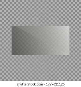 Flat glass plates set. Windows banners on transparent background. Reflection 3d plate, clear mirrors, window. Glitter rectangle display Glare glass frame. Vector