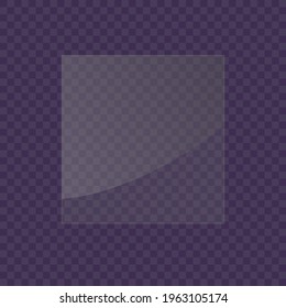 Flat glass plates set. Windows banners on transparent background. Reflection 3d plate, clear mirrors, window. Glitter rectangle display Glare glass frame. Vector