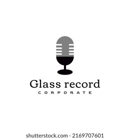 flat glass record logo template