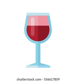Flat glass of red wine icon. Isolated on white background. Vector illustration