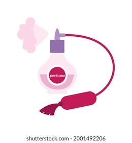 Flat glass spray bottle of perfume vector illustration