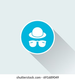 flat glasses icon with hat