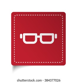 Flat Glasses icon on red sticker