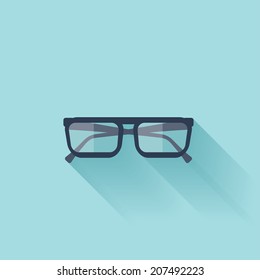 Flat glasses icon with shadow.