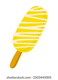 Helado esmaltado plano en palo en estilo plano. Ilustración vectorial de vacaciones de verano aislada sobre fondo blanco. Bueno para la decoración, pegatinas y logotipo