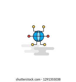 Flat Global network Icon. Vector