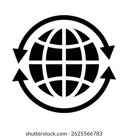 Flat Globe with Arrows for Export Icon
