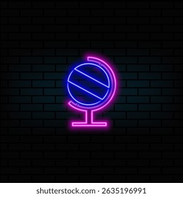 flat globe cone. neon style. Vector illustration symbol.