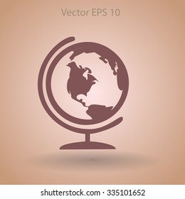 Flat globe icon.