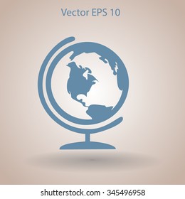 Flat globe icon.