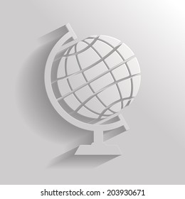 Flat globe icon on gray background