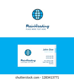 Flat Globe  Logo and Visiting Card Template. Busienss Concept Logo Design
