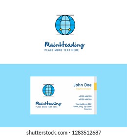 Flat Globe Logo and Visiting Card Template. Busienss Concept Logo Design