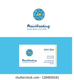 Flat Globe Logo and Visiting Card Template. Busienss Concept Logo Design