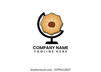 Flat globe travel cookies bakery logo icon template vector design illustration