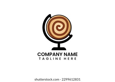 Flat globe travel cookies bakery logo icon template vector design illustration