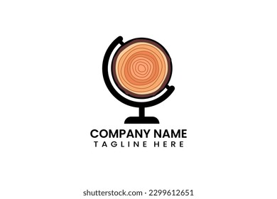 Flat globe travel wood trunk logo icon ideas inspiration template vector design illustration