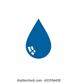 Flat glossy blue drop water