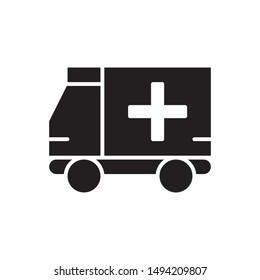 flat glyph black ambulance icon. Logo element illustration. ambulance design. vector eps 10 . ambulance  concept. Can be used in web and mobile . trendy simple style. 