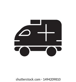 flat glyph black ambulance icon. Logo element illustration. ambulance design. vector eps 10 . ambulance  concept. Can be used in web and mobile . trendy simple style. 