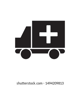 flat glyph black ambulance icon. Logo element illustration. ambulance design. vector eps 10 . ambulance  concept. Can be used in web and mobile . trendy simple style. 
