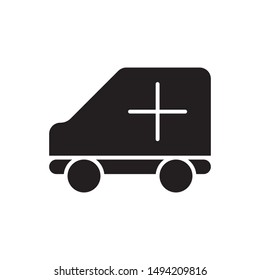 flat glyph black ambulance icon. Logo element illustration. ambulance design. vector eps 10 . ambulance  concept. Can be used in web and mobile . trendy simple style. 