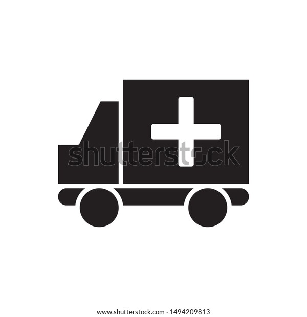 flat glyph black ambulance\
icon. Logo element illustration. ambulance design. vector eps 10 .\
ambulance  concept. Can be used in web and mobile . trendy simple\
style. 