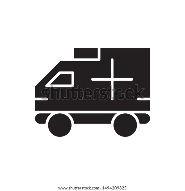 flat glyph black ambulance\
icon. Logo element illustration. ambulance design. vector eps 10 .\
ambulance  concept. Can be used in web and mobile . trendy simple\
style. 