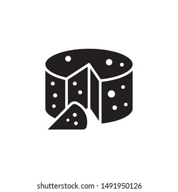 flat glyph black cheese wheel icon. Logo element illustration.cheese wheel design. vector eps 10 . cheese wheel concept. Can be used in web and mobile . 