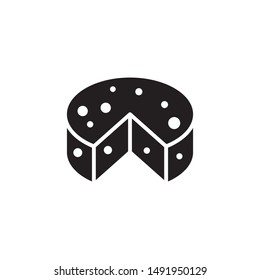 flat glyph black cheese wheel icon. Logo element illustration.cheese wheel design. vector eps 10 . cheese wheel concept. Can be used in web and mobile . 