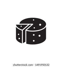 flat glyph black cheese wheel icon. Logo element illustration.cheese wheel design. vector eps 10 . cheese wheel concept. Can be used in web and mobile . 