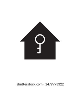 flat glyph black house key icon. Logo element illustration. house key design. vector eps 10 . house key concept. Can be used in web and mobile . 