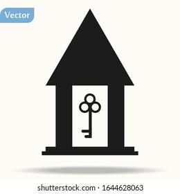 icono de la llave de la casa negra de glifo plano. Ilustración del elemento de logotipo. diseño de la llave de la casa. vectoriales 10 . concepto de clave de casa. Puede ser usado en web y móvil .