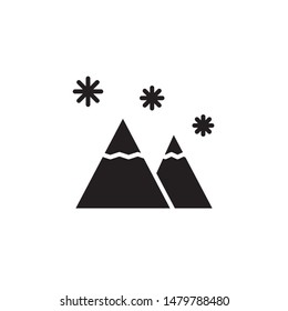 flat glyph black mountain ice flake icon. Logo element illustration. mountain ice flake design. vector eps 10 . mountain ice flake concept. Can be used in web and mobile .