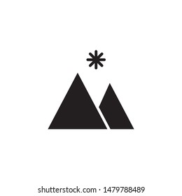 flat glyph black mountain ice flake icon. Logo element illustration. mountain ice flake design. vector eps 10 . mountain ice flake concept. Can be used in web and mobile .