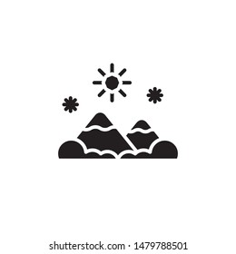 flat glyph black mountain ice flake icon. Logo element illustration. mountain ice flake design. vector eps 10 . mountain ice flake concept. Can be used in web and mobile .