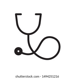 flat glyph black stethoscope icon. Logo element illustration. stethoscope  design. vector eps 10 . stethoscope  concept. Can be used in web and mobile . trendy simple style. 