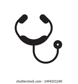 flat glyph black stethoscope icon. Logo element illustration. stethoscope  design. vector eps 10 . stethoscope  concept. Can be used in web and mobile . trendy simple style. 