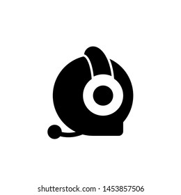 flat glyph head phone, service, support icon symbol sign, logo template, vector, eps 10