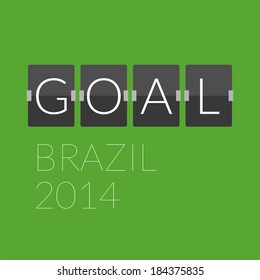 Flat goal football soccer concept letter, mechanical panel letters