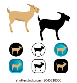 Flat Goat Animal Icon Collection